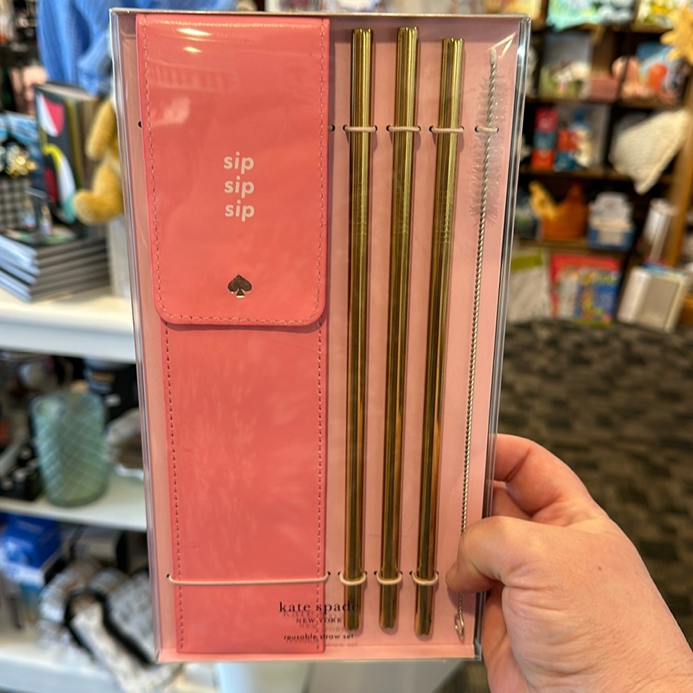 Kate Spade Reusable Stainless Steel Straw Set